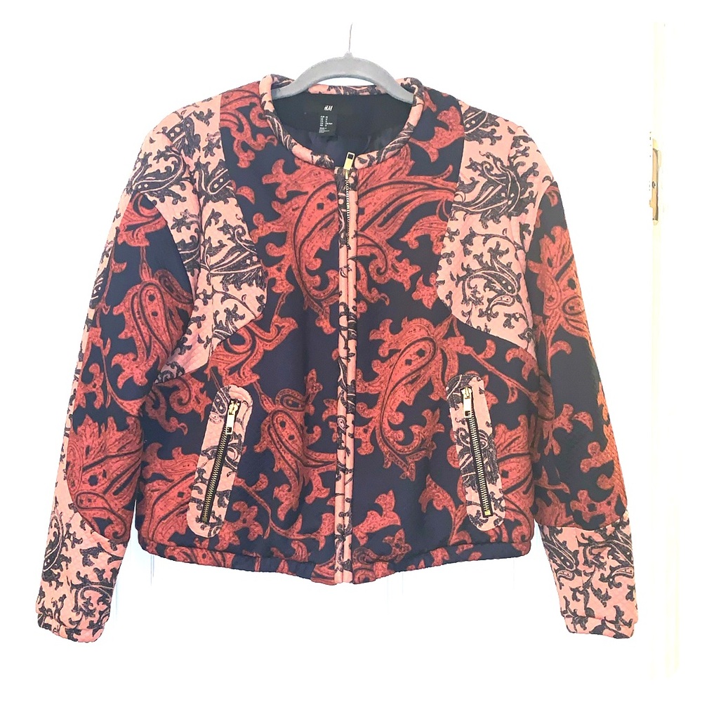 H&M Quilted Jacket In Pink And Navy Blue. Gem